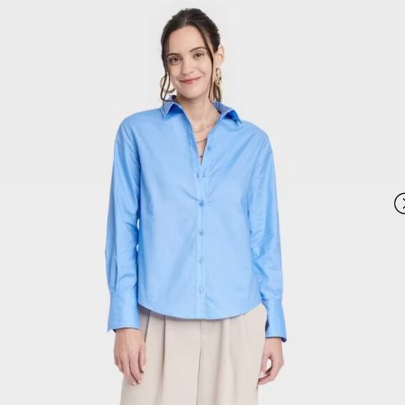 NWT Women's Long Sleeve Oxford Button-Down Shirt - A New Day Size S - Picture 1 of 12